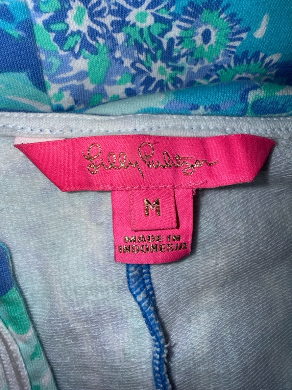 Lilly Pulitzer Aqua, Teal and Navy Floral Print Top - Picture 3 of 4